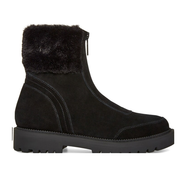 Blondo Hayven Zip Bootie 6 Black NWOT Faux Shearling Waterproof Fur Suede - Picture 2 of 9